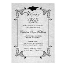 Obtention du diplôme de toile vintage de regard et cartons d'invitation