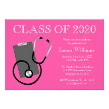 Obtention du diplôme médicale de rose d'école d'in invitation personnalisable