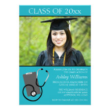 Obtention du diplôme turquoise de photo d'école d' invitations personnalisées