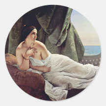 Odalisque étendu par Hayez Francesco Adhésifs Ronds