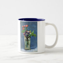 Oeillets et clématite dans un vase en cristal, Man Tasse