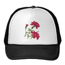 Oeillets rouges brodés casquettes