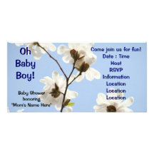 Oh bébé ! magnolia de baby shower d'invitations modèle pour photocarte