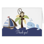 Oh carte de remerciements de baleine et de singe d cartes
