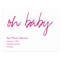 Oh carte postale de faire-part de bébé (personnali