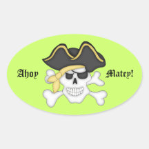 Oh de copain ! - Crâne de pirate Autocollant Ovale