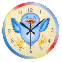 Oiseau bleu de bonheur pendule