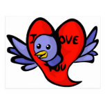 Oiseau bleu de carte postale de jour de Valentines