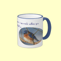Oiseau bleu de tasse inspirée de bonheur tasses