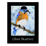 Oiseau bleu d'Oliver avec la moustache, cartes pos