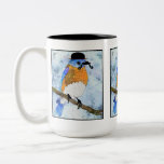 Oiseau bleu d'Oliver avec la moustache, tasse de l