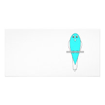 Oiseau bleu et blanc. Budgie. Cartes De Vœux Avec Photo