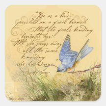 Oiseau bleu sur la branche et la citation de Victo Autocollants