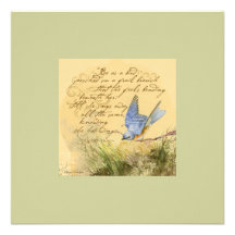 Oiseau bleu sur l'invitation de citation de Victor