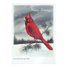 Oiseau cardinal rouge faire-part