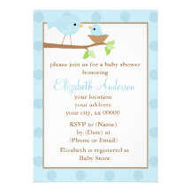 Oiseau de bébé dans des invitations d'une douche d