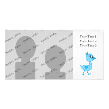 Oiseau de marche mignon, bleu cartes avec photo