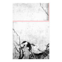 OISEAU de RESSORT, noir et blanc, rose Papiers À Lettres