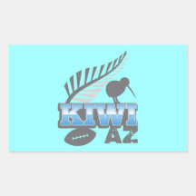 Oiseau de rugby du KIWI AZ et fougère argentée Autocollant En Rectangle
