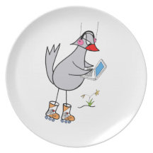 oiseau d'ordinateur portable assiettes