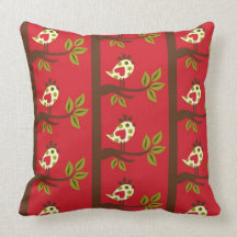 Oiseau et coussin rouges des fleurs MOJO