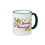 Oiseau et tasse de fleurs