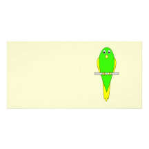 Oiseau jaune et vert. Perruche Cartes De Vœux Avec Photo