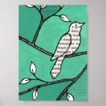 Oiseau mignon solo sur une copie de branche posters