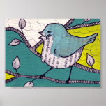 Oiseau mignon sur la copie originale d'art de bran poster