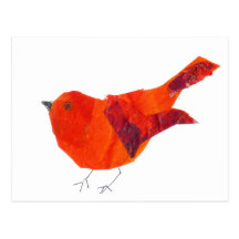 Oiseau rouge artistique unique animal de faune mig carte postale