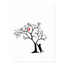 Oiseau rouge cardinal dans l'arbre d'hiver de Milo Carte Postale