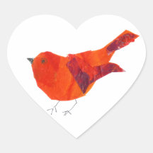 Oiseau rouge mignon autocollant