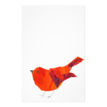 Oiseau rouge mignon papier à lettre personnalisé