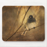 Oiseau sur la branche d'hiver - Mousepad Tapis De Souris