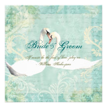 Oiseau vintage blanc de fiançailles d'Aqua Cartons D'invitation