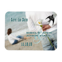 Oiseau vintage vos économies de photo la date magnets en rectangle