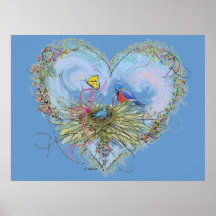 Oiseaux bleus d'affiche de bonheur