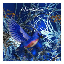 Oiseaux bleus magiques d'invitation bleus