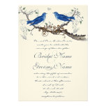 Oiseaux bleus vintages épousant des invitations
