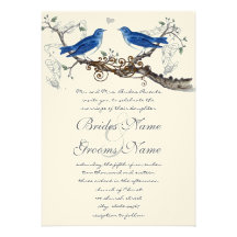 Oiseaux bleus vintages épousant des invitations