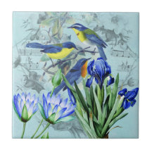 Oiseaux chanteurs floraux vintages habillement et  carreau