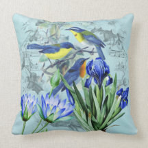 Oiseaux chanteurs floraux vintages habillement et  oreillers