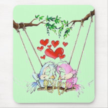 Oiseaux d'amour - tapis de souris