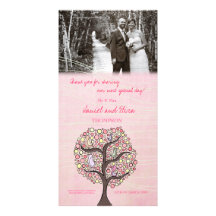 Oiseaux dans le Merci de rose d'arbre épousant le  Cartes De Vœux Avec Photo