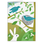 Oiseaux de ressort et carte de voeux heureux de la