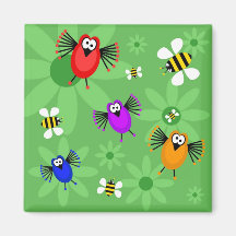 Oiseaux et abeilles aimant pour réfrigérateur