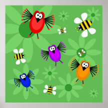 Oiseaux et abeilles posters