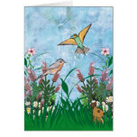 Oiseaux et carte florale