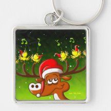 Oiseaux et concert de célébration de Noël du cerf  Porte-clef