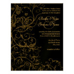 Oiseaux et remous d'or épousant des invitations